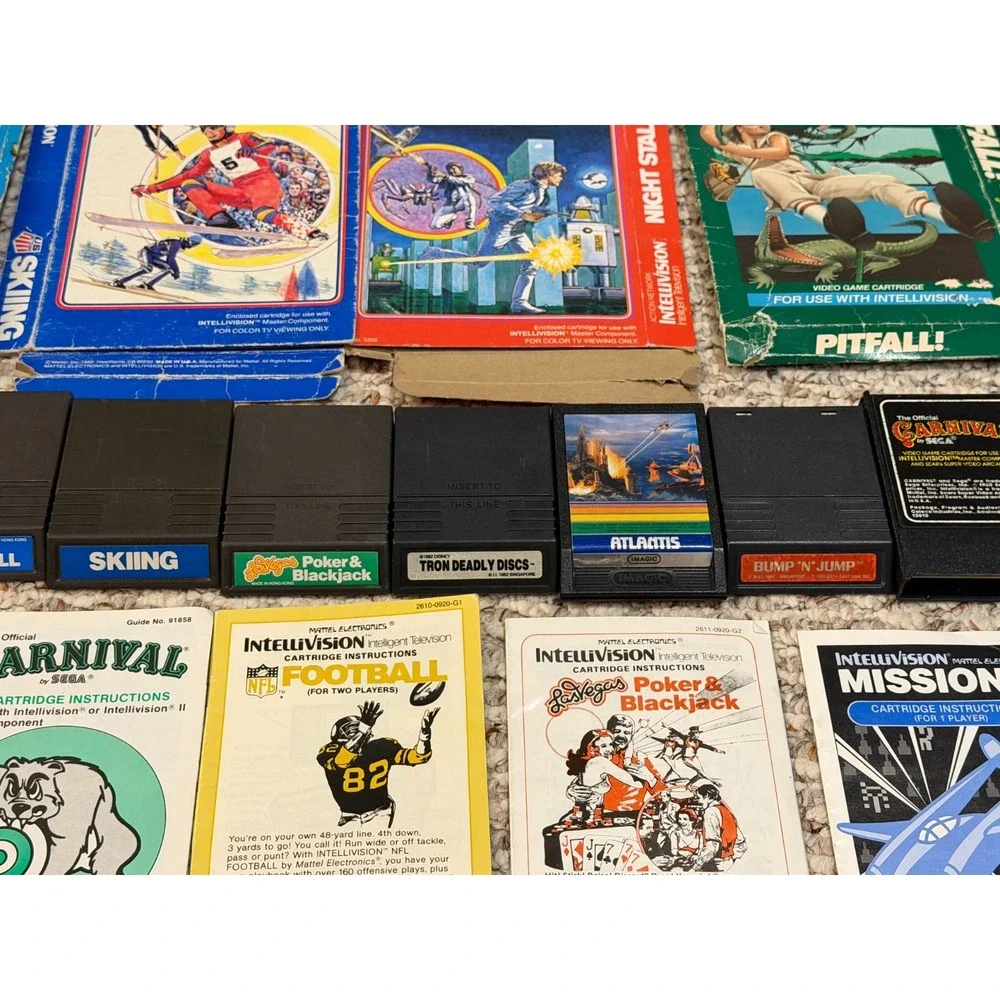 HUGE Lot of  Vintage Intellivision Games Boxes Instructions Overlays & More!